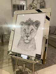 Princess Cub Black & White Wall Art Mirror Step Frame 90Cm X 70Cm