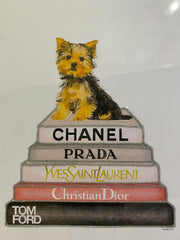Puppy Chanel Bookstack Wall Art Mirror Frame