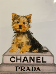Puppy Chanel Bookstack Wall Art Mirror Frame
