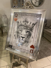 Queen Of Hearts Lioness Wall Art Chrome Step Frame 90Cm X 70Cm