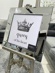 Queen Of His Heart Wall Art Mirror Frame