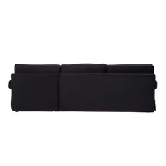 Ralph Three Seater Black Velvet Chaise Sofa