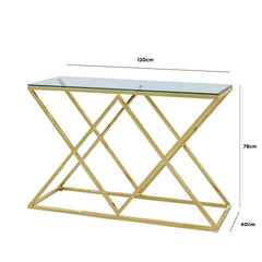 Rect Glass Imperial Gold Console Table