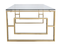 Rectangle Coffee Table Glass Top Gold