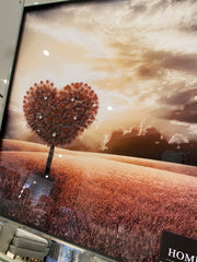Red Heart Tree Sunset Wall Art Mirror Frame