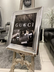 Rolls Royce Golden Gucci Wall Art Chrome Frame