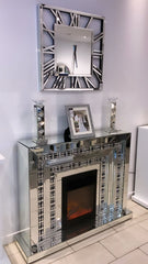 Roman Style Diamond Square Mirror Clock 81cm