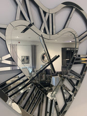 Roman Style Heart Shape Mirror Clock 77cm