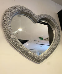 Rose Heart Shape Mirror Silver