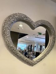 Rose Heart Shape Mirror Silver