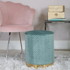 Round Stool Mint Green Gold Base