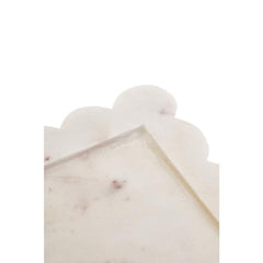 Savio White Marble Square Large Tray with Scallop Edges Home Luxe Interior
