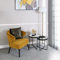 Set Of 2 Alexa Black Mirror Round End Tables