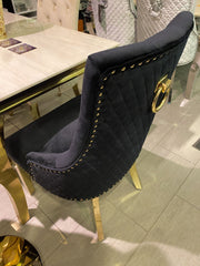 Set Of 2 Black Majestic Dining Chairs With Gold Legs