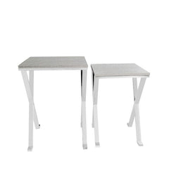 Set Of 2 Faux Stringray Tables Silver