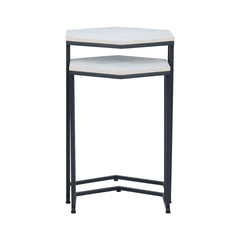 Set of 2 Hexagonal Black and Grey Sofa Tables