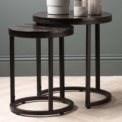 Set of 2 Solenn Semicircle Design Black End Table