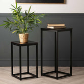 Set of 2 Solenn Semicircle Design Black Plant Stand