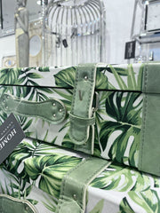 Set Of 2 Tropical Green Leaf Suitcases