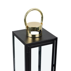 Set of 3 Black and Gold Steel Lanterns