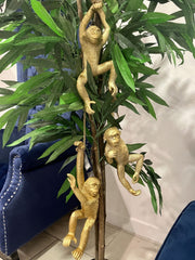 Set Of 3 Hanging Monkey Gold Ornament Decor