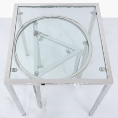 Set of 3 Squidgame Stainless Steel and Glass End Tables