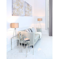 Set of 3 Squidgame Stainless Steel and Glass End Tables