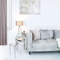 Set of 3 Squidgame Stainless Steel and Glass End Tables