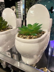 Set Of 3 Toilet Pot With Succulent Plant Décor