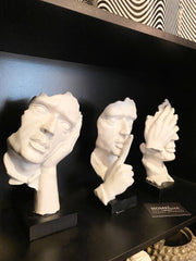 Set Of 3 White See/Hear/Speak No Evil Ornaments