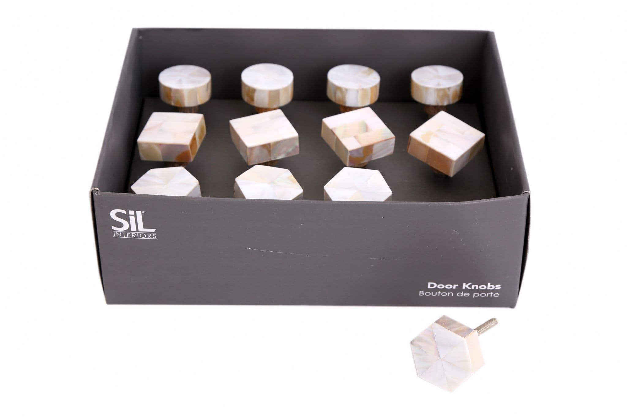 Set Of 4 Natural Finish Door Knobs ROUND / SQUARE / HEXAGON