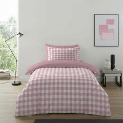 Gaveno Cavailia Blush Pink Gingham Single Duvet Cover Bedding Set