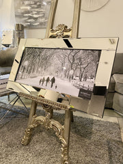 Snowy Winter Walk Wall Art Mirror Frame 45Cm X 85Cm