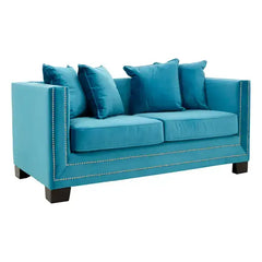 Sofia 2 Seater Cyan Blue Velvet Sofa