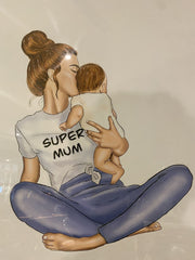 Supermum Blue Wall Art Mirror Frame 85Cm X 85Cm