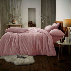 Supersoft Teddy Plain Duvet Set With Pillowcases