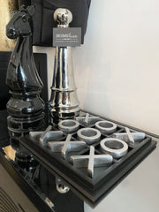 Tic-Tac-Toe Game Black Silver24cm