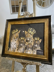 Tiger Family Of 5 With Crowns Wall Art Alpha Black Frame 55Cm X 65Cm