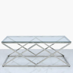 Triax Stainless Steel Coffee Table Glass Top