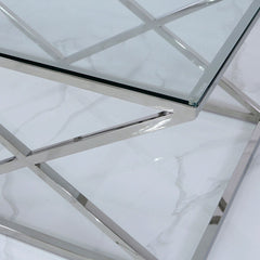 Triax Stainless Steel Coffee Table Glass Top