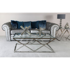 Triax Stainless Steel Coffee Table Glass Top