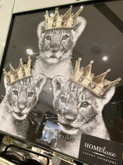 Triple Cubs Crown Wall Art Mirror Frame 55Cm X 55Cm