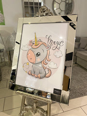 Unicorn Magic Wall Art Mirror Frame 90Cm X 70Cm