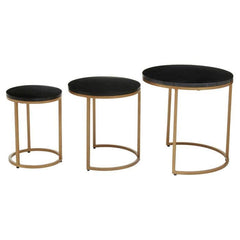 Varana Nest of Three Black Marble Top Tables - Home Luxe Interior