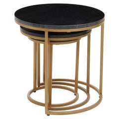 Varana Nest of Three Black Marble Top Tables - Home Luxe Interior