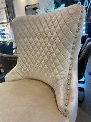 Victoria Cream Velvet Barstool With Gold Ring Knocker