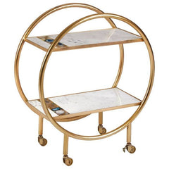 Vizzini 2 Tier Gold Finish Bar Trolley Home Luxe Interior
