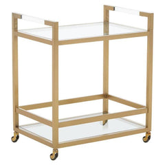 Vogue Matte Gold Two-Tier Butler Trolley Home Luxe Interior