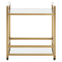 Vogue Matte Gold Two-Tier Butler Trolley Home Luxe Interior