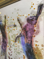 Waterpaint Hares Multicolour Wall Art Aplha Antique Frame 55Cm X 65Cm